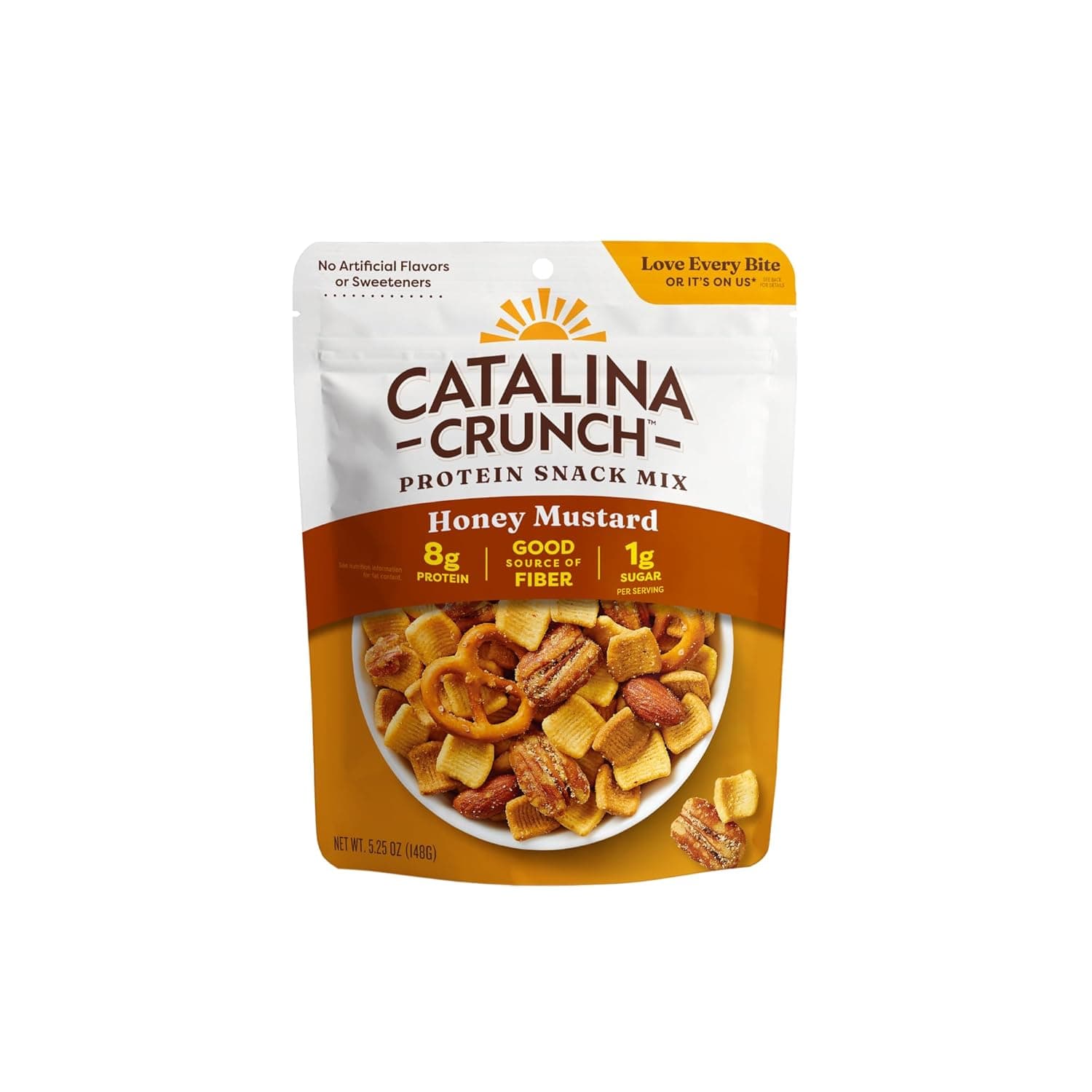Catalina Crunch Protein Snack Mix - 8g Protein, 1g Sugar per Serving - Good Source of Fiber, Keto, Gluten Free - Honey Mustard, 5.25 Ounce Bag (Pack of 1) - nullg protein protein bars