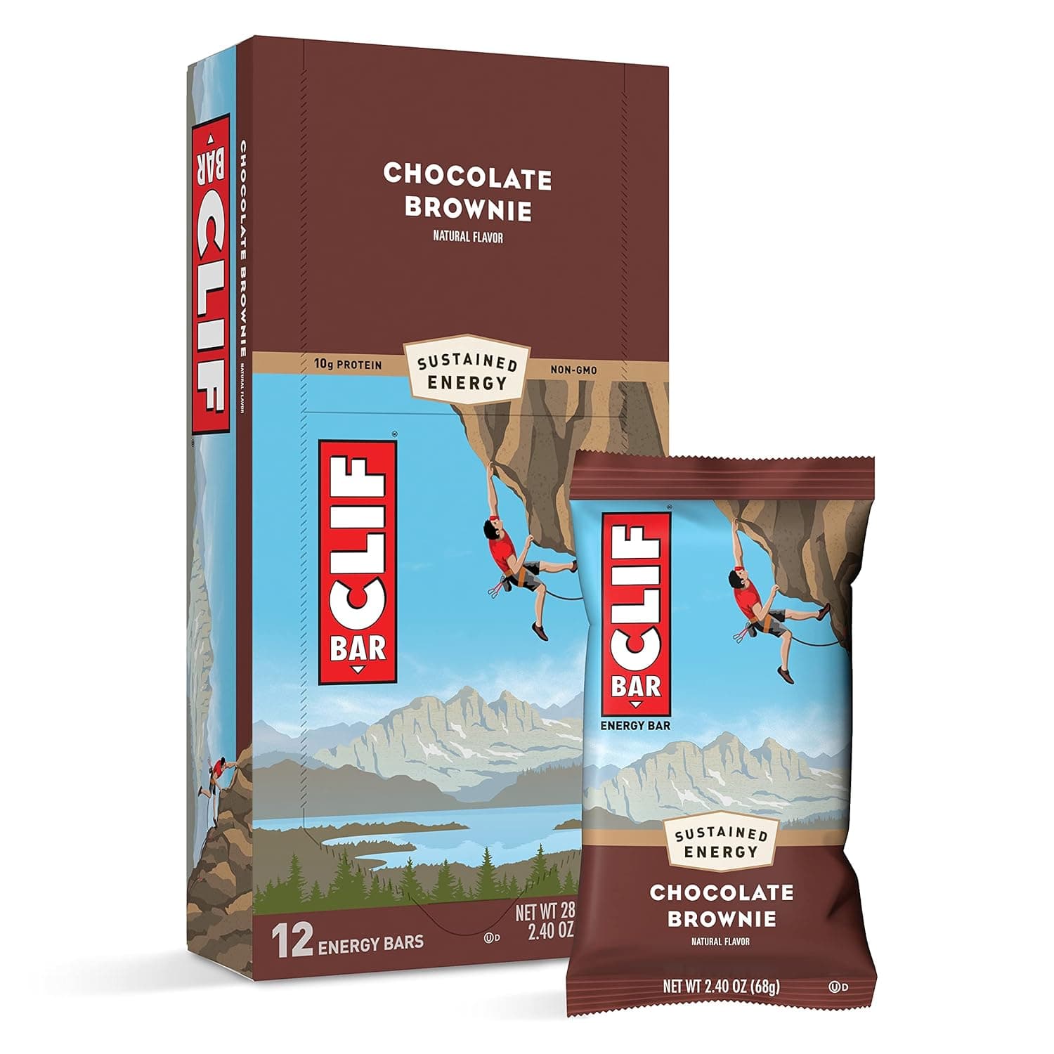 Clif Bars - Energy Bars - Chocolate Brownie Made with Organic Oats - Plant Based Food - Vegetarian - Kosher (2.4 Ounce Protein Bars, 12 Count) Packaging May Vary by Clif - nullg protein
