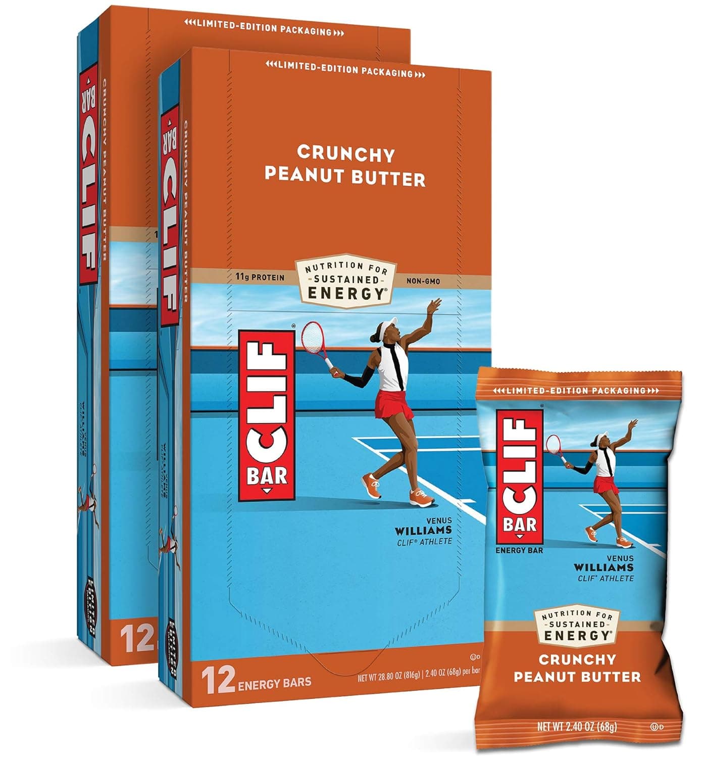 CLIF BARS - Energy Bars - Crunchy Peanut Butter - Made with Organic Oats - Plant Based Food - Vegetarian - Kosher (2.4 Ounce Protein Bars, 24 Count) Packaging May Vary by Clif - nullg protein