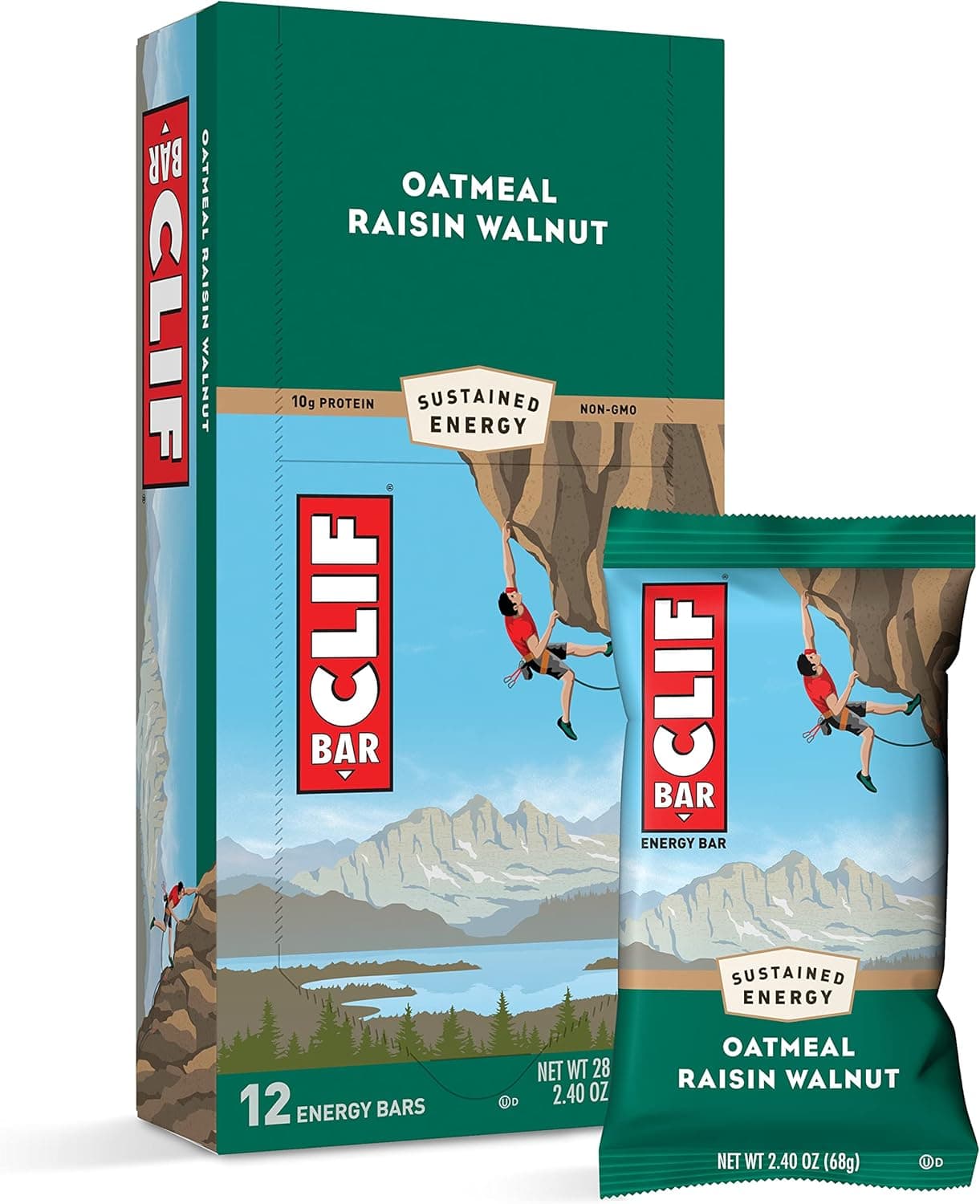 CLIF BARS - Energy Bars - Oatmeal Raisin Walnut - Made with Organic Oats - Plant Based Food - Vegetarian - Kosher (2.4 Ounce Protein Bars, 12 Count) by Clif - nullg protein