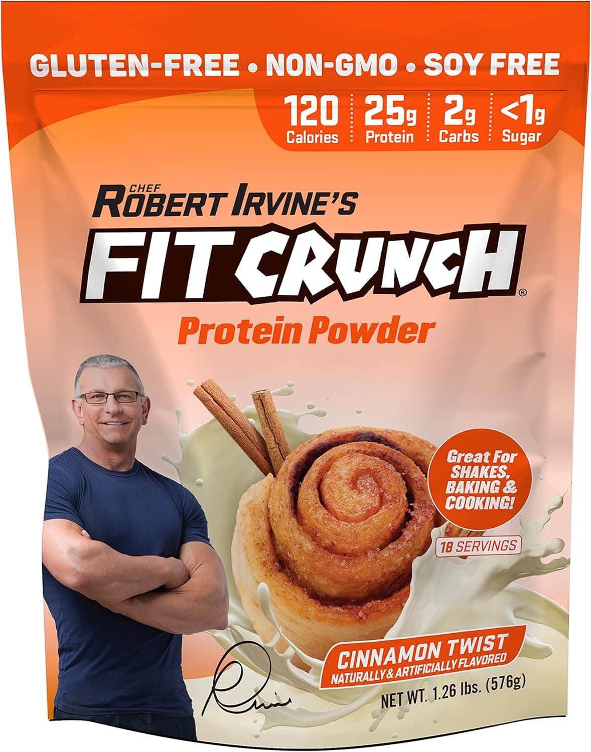 Fit Crunch Tri-Blend Whey Protein, Keto Friendly, Low Calories, High Protein, Gluten Free, Soy Free (18 Servings, Cinnamon Twist) - nullg protein protein bars