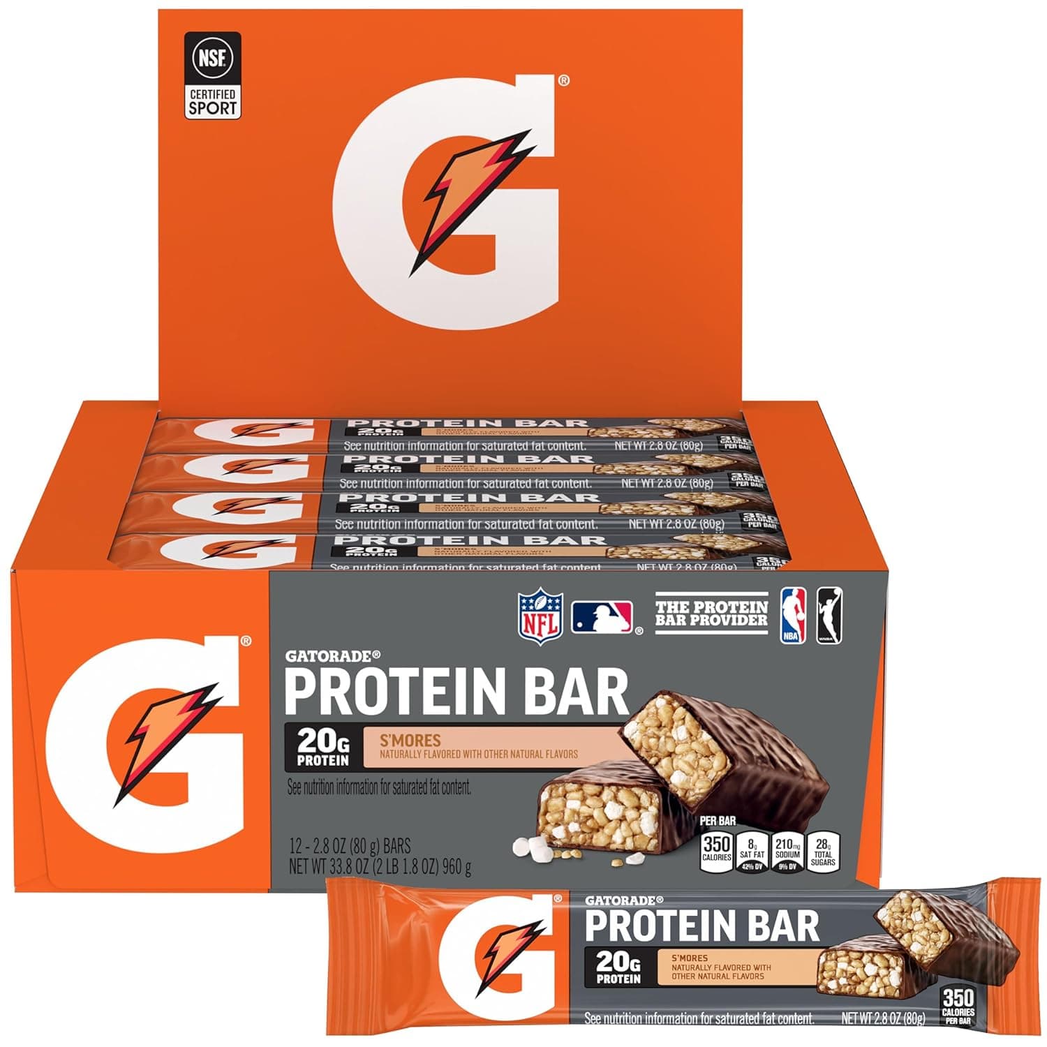 Gatorade Whey Protein Recover Bars, S'mores, 12 Count(Pack of 1) - nullg protein protein bars