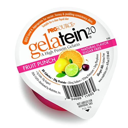 Gelatein 20 Fruit Punch: 20 grams of protein. Sugar free. Ideal for clear liquid diets, swallowing difficulties, bariatric, dialysis and oncology. Great pre or post-workout snack. (12 pack) by Gelatein - nullg protein