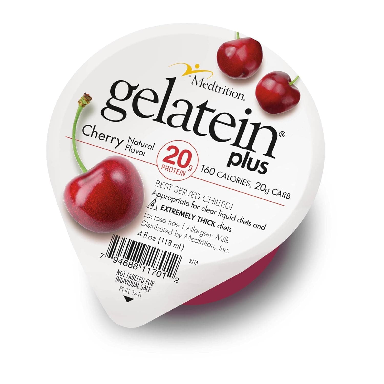 Gelatein Plus Cherry: 20 grams of protein. Ideal for clear liquid diets, swallowing difficulties, dialysis and oncology. Great pre or post-workout snack. (12 pack) by Gelatein - nullg protein