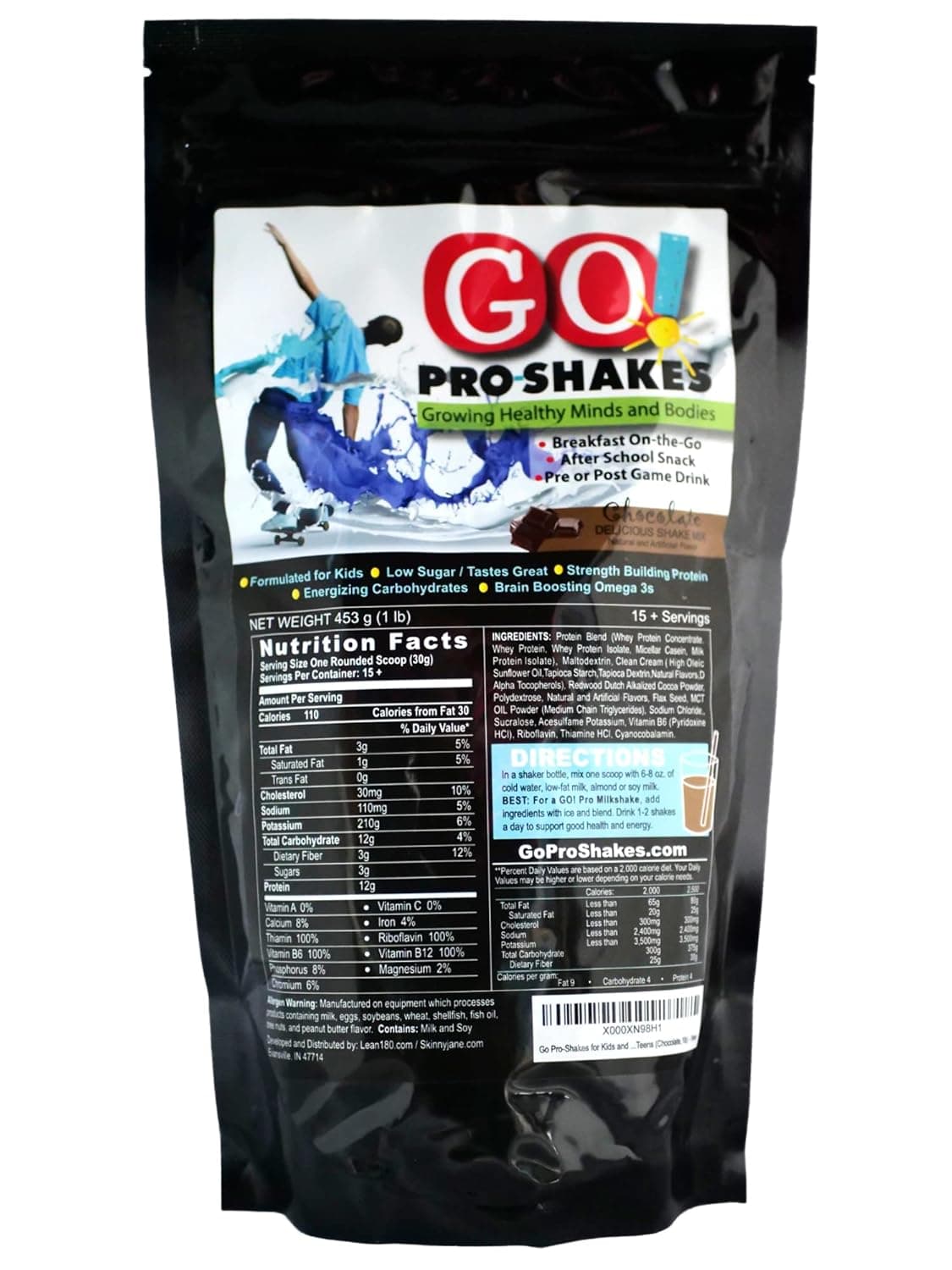 GO Pro Shakes – Protein Powder Smoothie for Kids and Teens – Healthy Snack – No Added Sugar – Supports Growth & Strength – Rich Chocolate Flavor - nullg protein protein bars