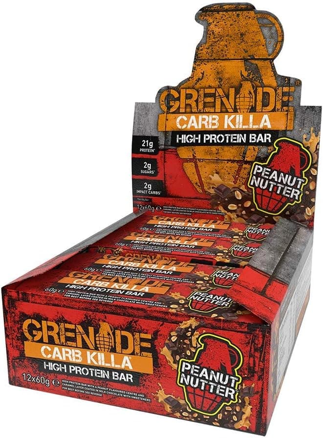 Grenade Carb Killa Protein Chocolate Bar | 21g High Protein Snack | High Protein Low Sugar | Peanut Butter Energy Bars | Peanut Nutter,12 Count (Pack of 1) - nullg protein protein bars