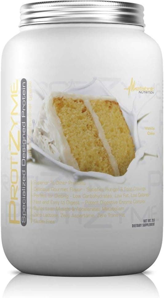 Metabolic Nutrition | Protizyme | 100% Whey Protein Powder | High Protein, Low Carb, Low Fat with Digestive Enzymes, 24 Essential Vitamins and Minerals | Vanilla Cake, 2 Pound - nullg protein nuts & seeds