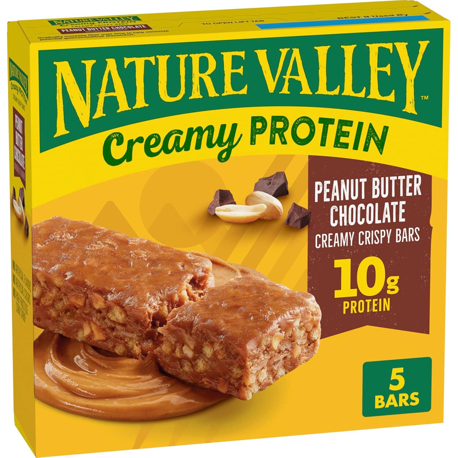 Nature Valley Creamy Protein Bars, Peanut Butter Chocolate, 10g Protein Snacks, 5 Bars, 7.45 oz - nullg protein protein bars