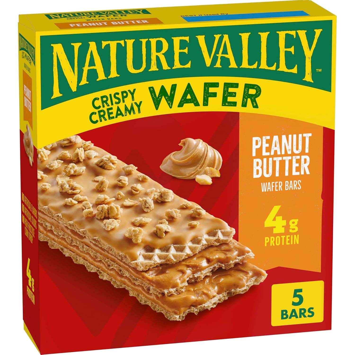 Nature Valley Crispy Creamy Wafer Bars, Peanut Butter, 4g Protein, 5 Bars, 6.5 oz by Nature Valley - nullg protein