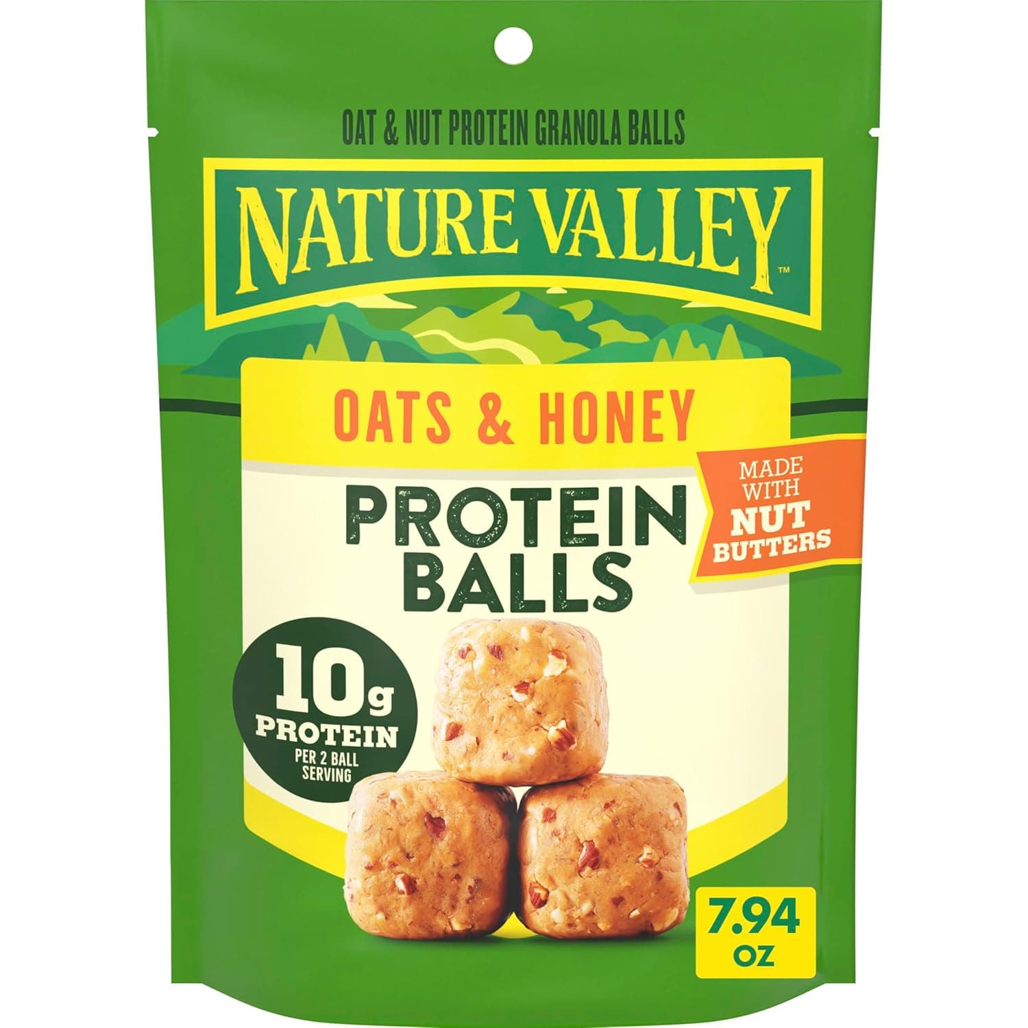 Nature Valley Oat and Nut Protein Granola Balls, Oats and Honey, Protein Snacks, 7.94 oz - nullg protein nuts & seeds
