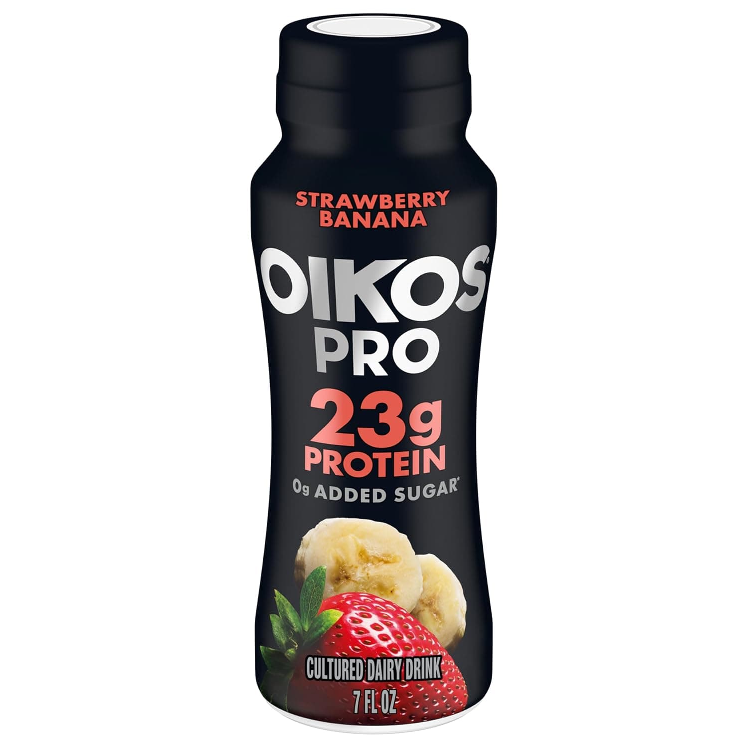 Oikos Pro Strawberry Banana Cultured Dairy Drink, 23 Grams of Protein, 0g Added Sugar, Just Delicious High Protein Snacks, 7 FL OZ Bottle by Oikos - nullg protein