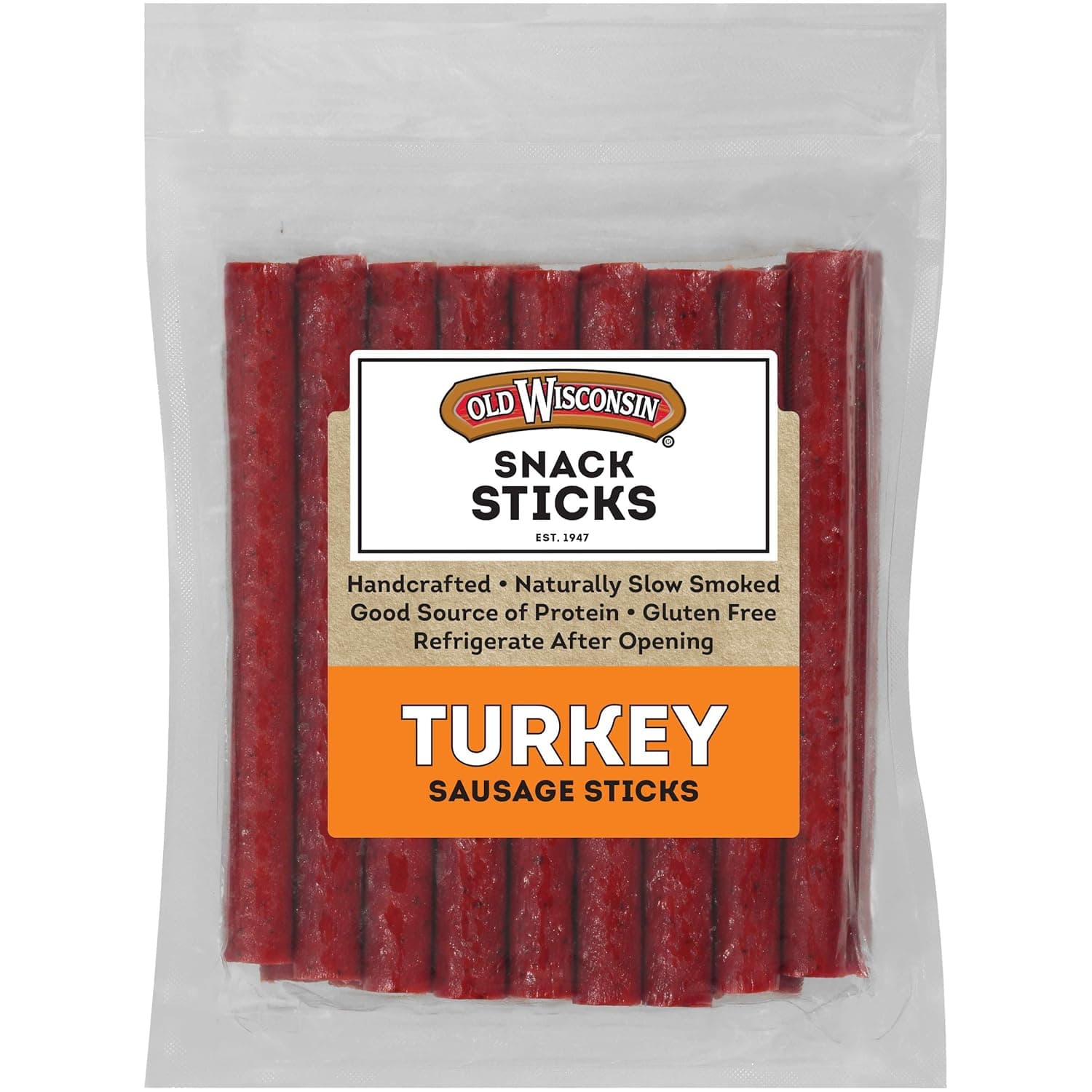 Old Wisconsin Turkey Sausage Snack Sticks, Naturally Smoked, Ready to Eat, High Protein, Low Carb, Keto, Gluten Free, 16 Ounce Resealable Package - nullg protein protein bars