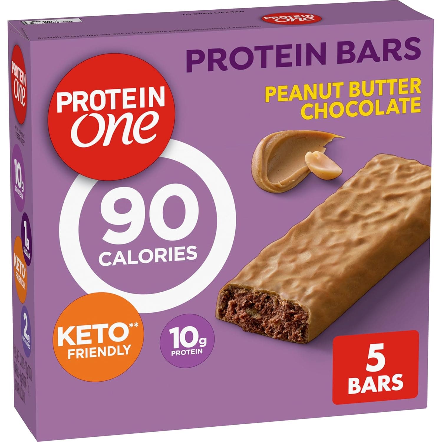 Protein One 90 Calorie Protein Bars, Peanut Butter Chocolate, Keto Friendly, 5 Ct, 4.8 oz - nullg protein protein bars