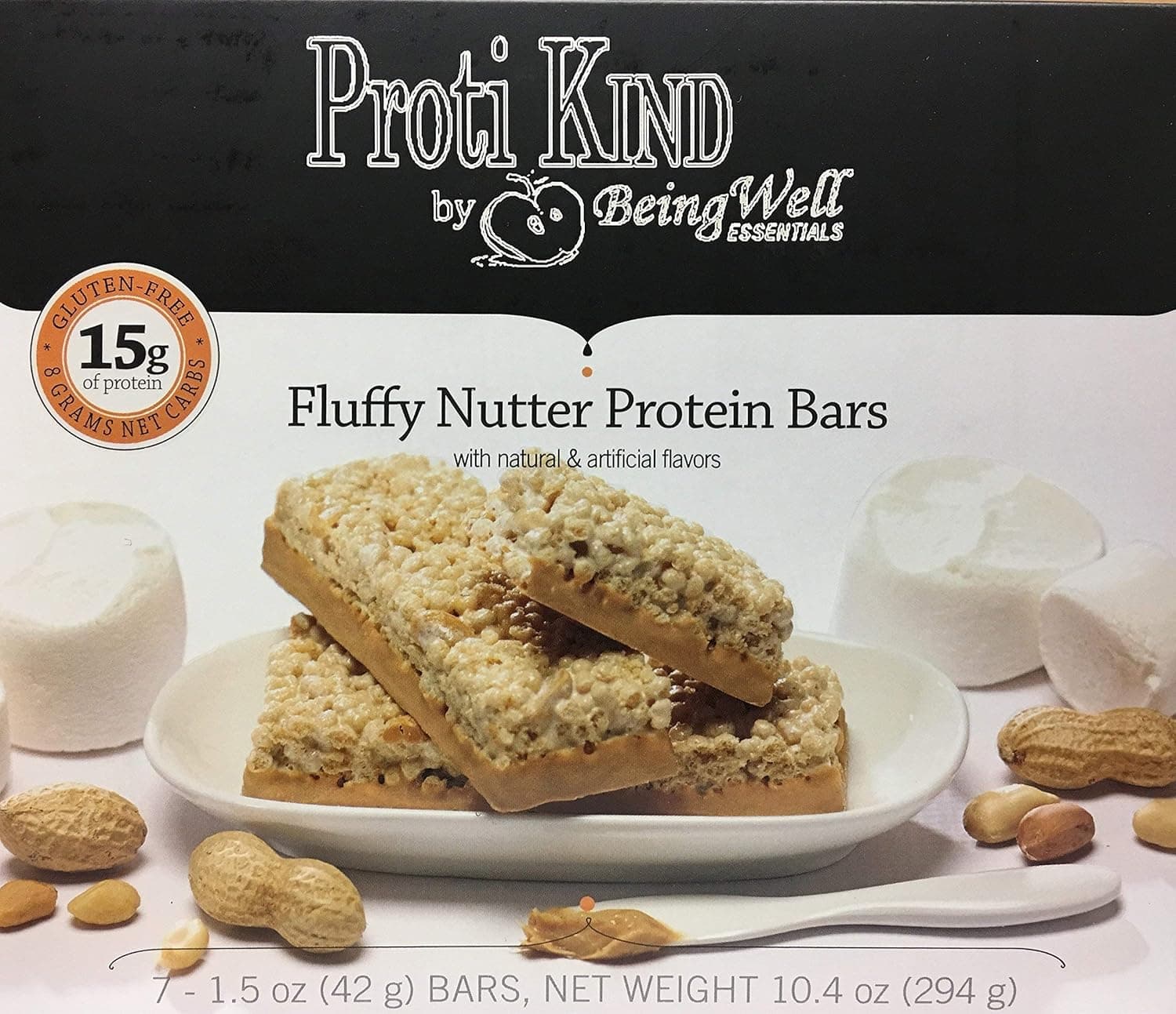 Proti King Fluffy Nutter Protein Bars, 7 Bars, 15g Protein Per Serving by Proti - nullg protein