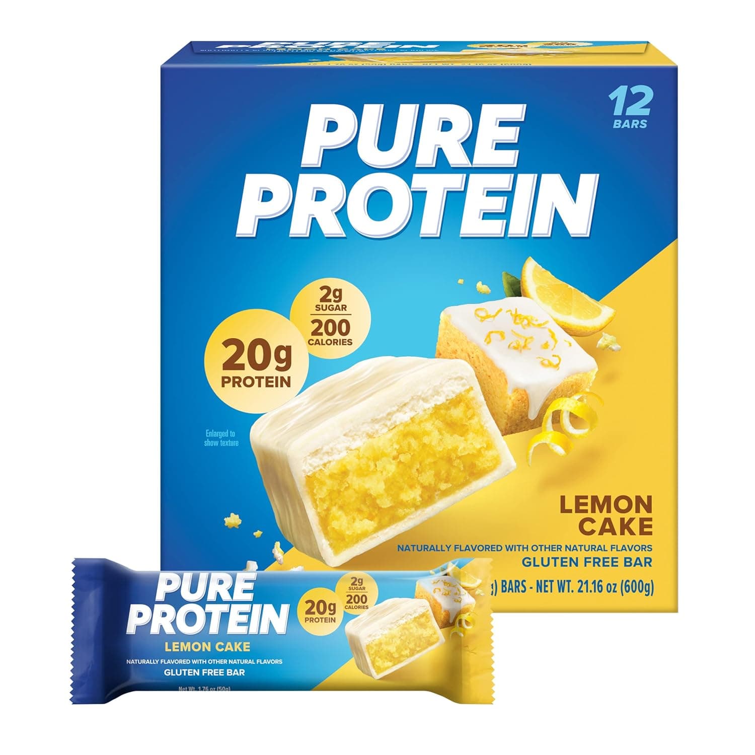 Pure Protein Pure Protein Bars, High Protein, Nutritious Snacks To Support Energy, Lemon Cake, 12 Count, 12 Count by Pure Protein - nullg protein