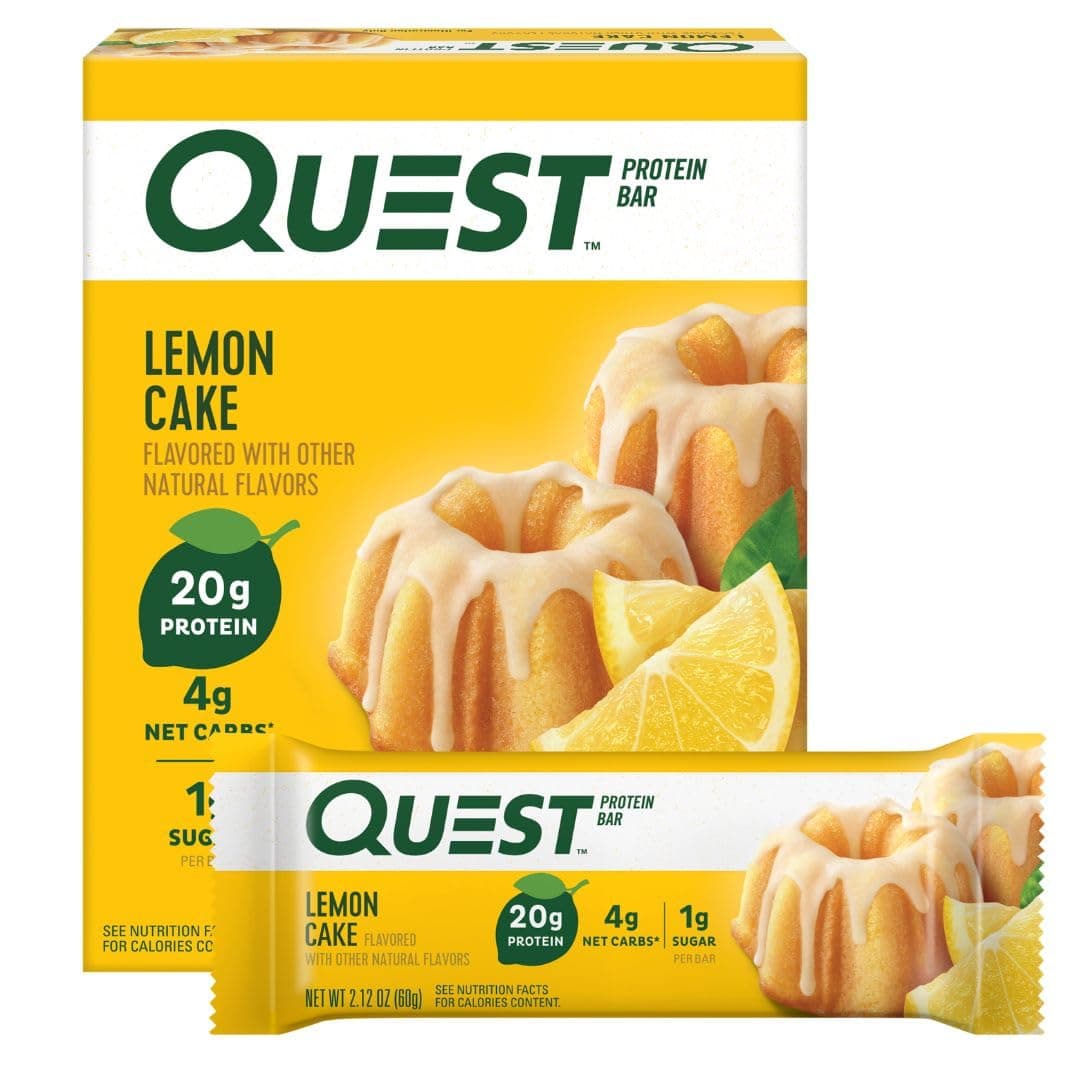 Quest Nutrition Lemon Cake Protein Bars, High Protein, Low Carb, Gluten Free, Keto Friendly, 4 Count - nullg protein protein bars