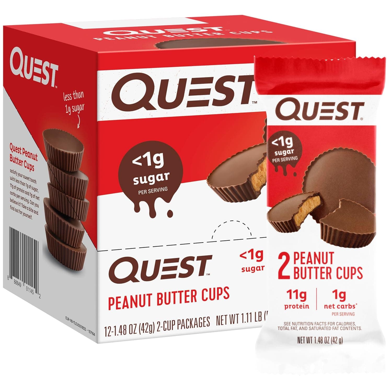 Quest Nutrition Peanut Butter Cups, 11g Protein, 1g Sugar, Low Carb, Gluten Free, Keto Friendly, 12 Count - nullg protein nuts & seeds