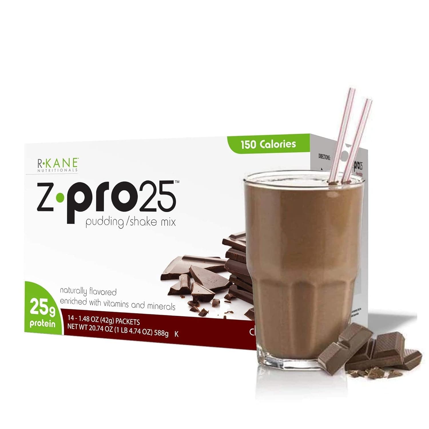 R-Kane Z-Pro 25 Protein Shakes: High Protein Chocolate Shake and Pudding Mix, Weight Loss Chocolate Protein Drinks, Natural Energy Booster Meal Replacement Shake, Low Calorie, Low Carb Protein Powder - nullg protein protein bars