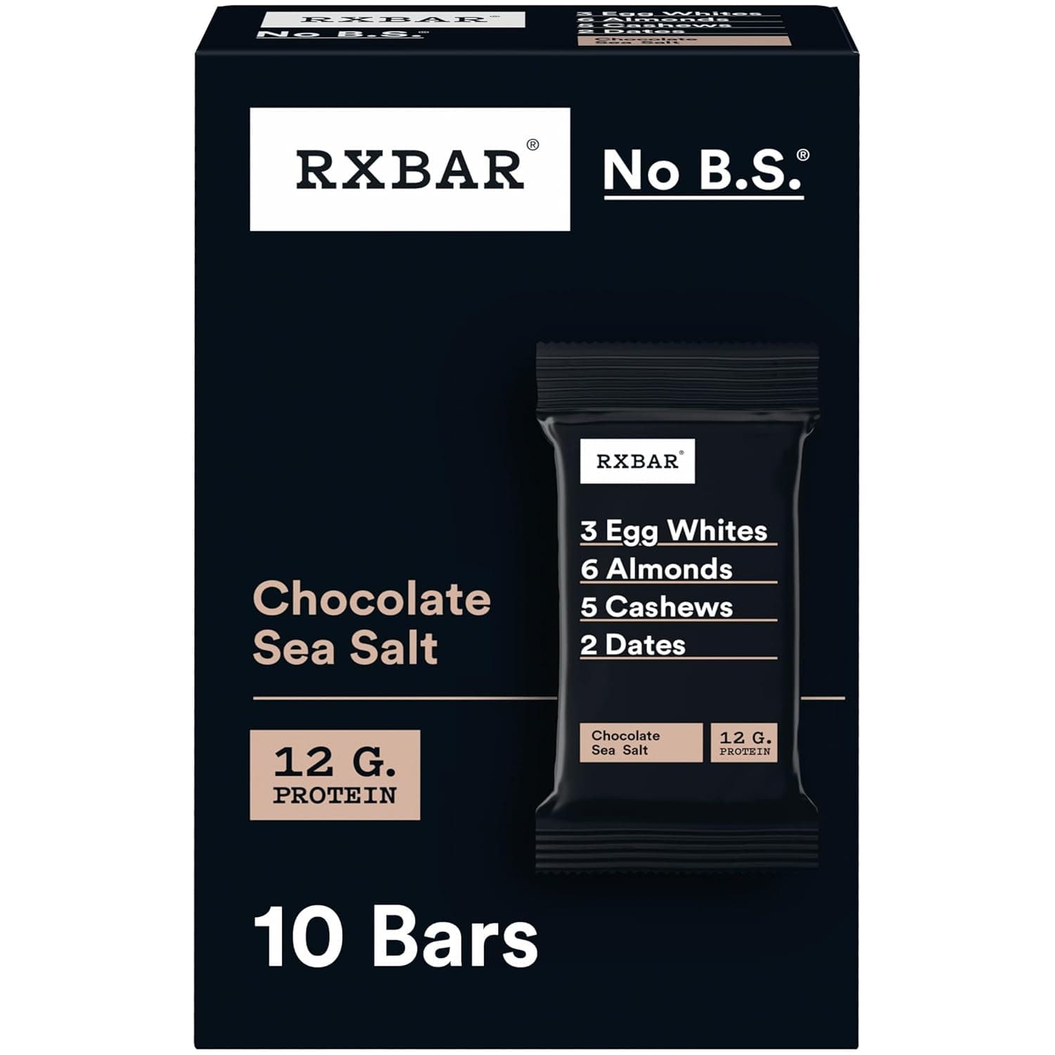 RXBAR Protein Bars, Protein Snack, Snack Bars, Chocolate Sea Salt, 18.3oz Box (10 Count) - nullg protein protein bars
