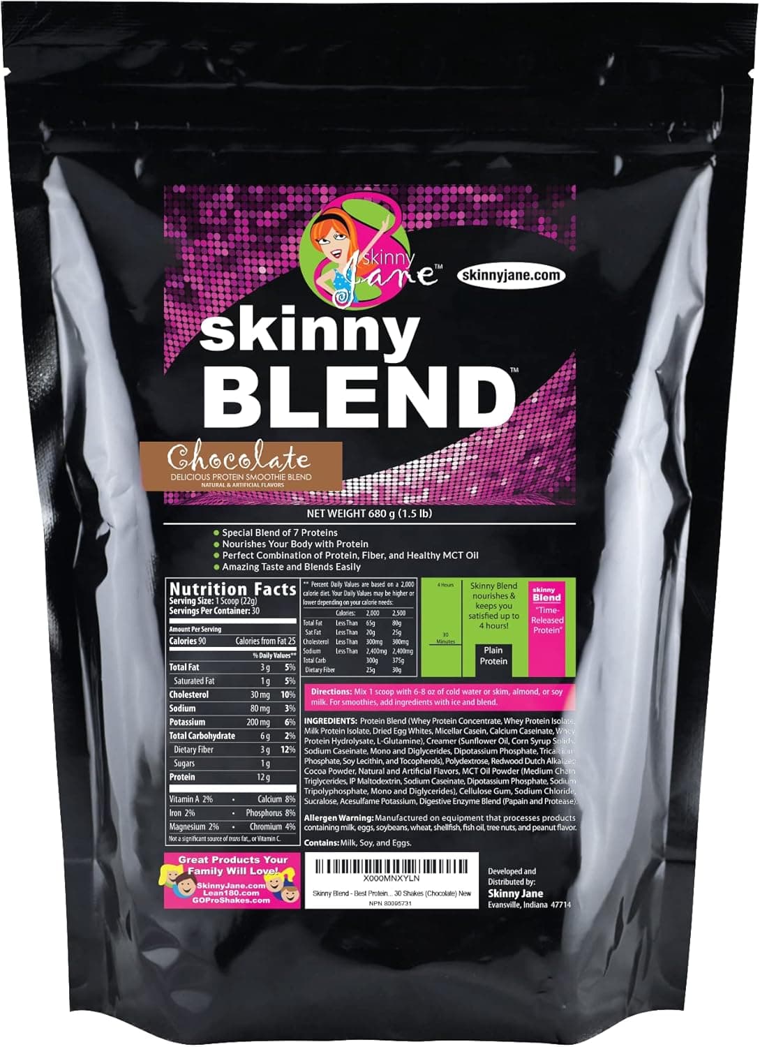 Skinny Blend - Best Tasting High Protein Shake for Women - Satisfying Low Carb Meal Replacement - Keto-Friendly Breakfast or Snack - Healthy Smoothie - 30 Delicious Shakes - Chocolate - nullg protein protein bars