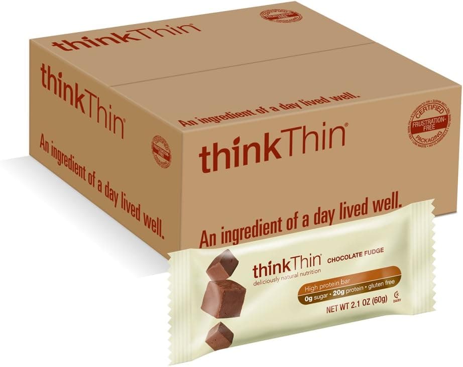 thinkThin Chocolate Fudge, Gluten Free, 2.1-Ounce Bars (Pack of 15) - nullg protein protein bars